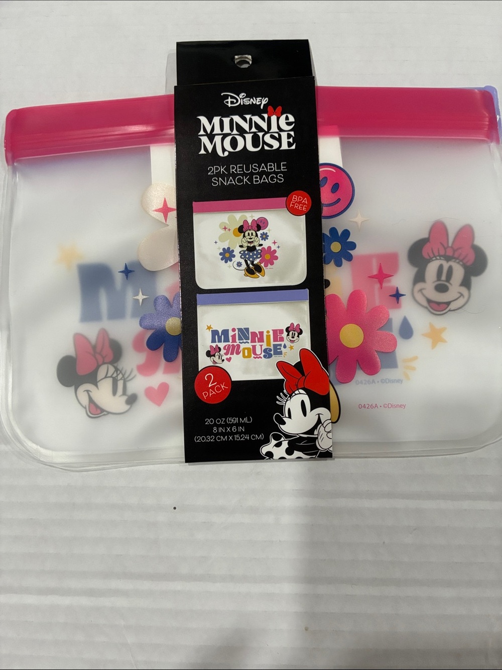 Disney Minnie Mouse Pink and Purple Reusable Snack Bags - 2 Pack